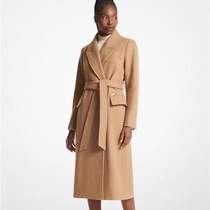 Wool Blend Wrap Coat